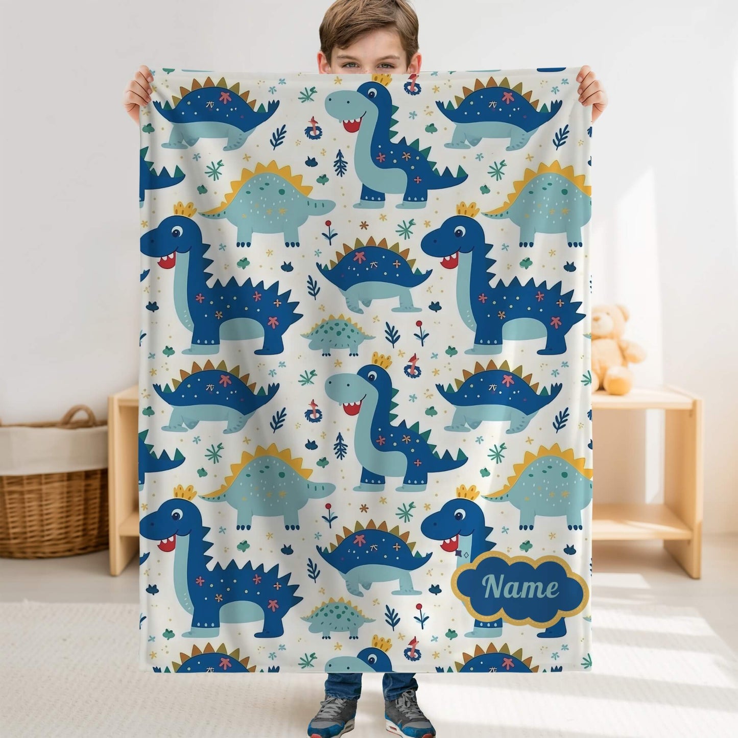 Custom Blanket | Kids Name + Dinosaurs