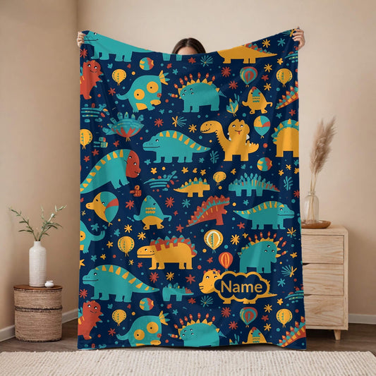Custom Blanket | Kids Name + Dinosaurs