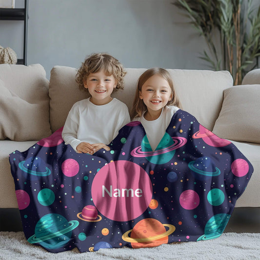 Outerspace Pattern 1 + Kid Name | Personalized Blanket