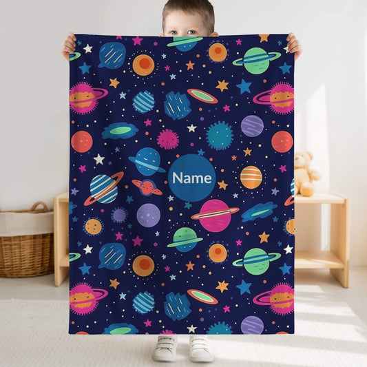 Outerspace Pattern 9 + Kid Name | Personalized Blanket