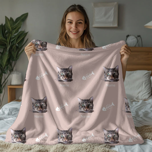 Custom Pet Blanket | Cat - Name - Bone