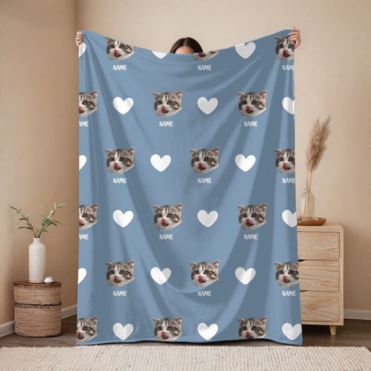 Custom Pet Blanket | Cat - Name - Heart