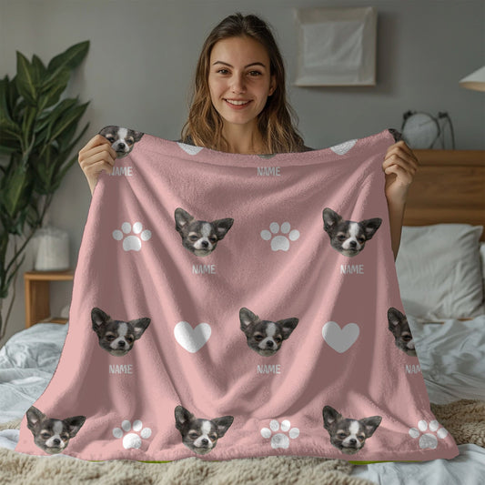 Custom Pet Blanket | Dog - Name - Heart & Paw