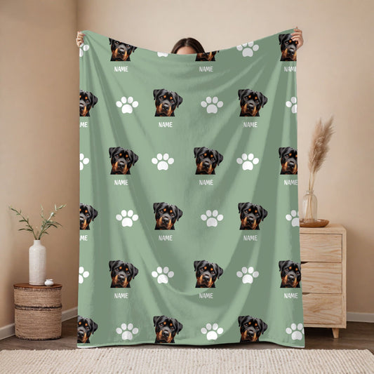 Custom Pet Blanket | Dog - Name - Paw