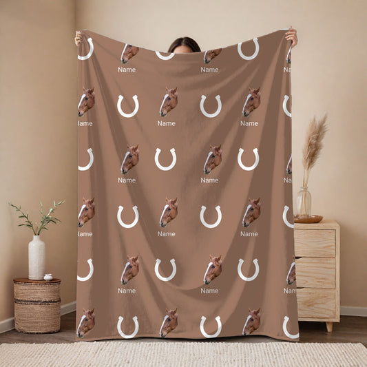 Custom Pet Blanket | Horse - Name - Footprint