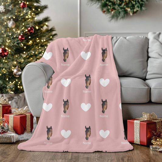 Custom Pet Blanket | Horse - Name - Heart