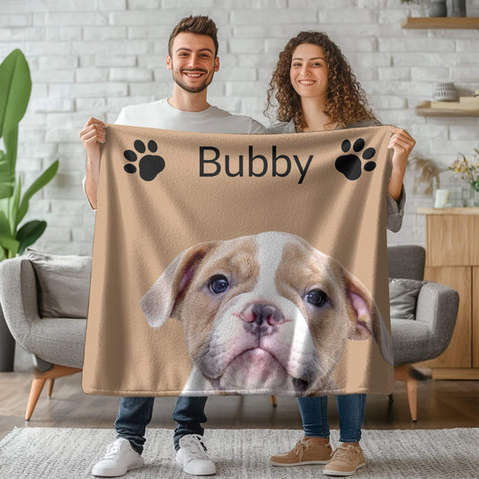 Custom Photo Blanket l Pet Photo, Name & Heart