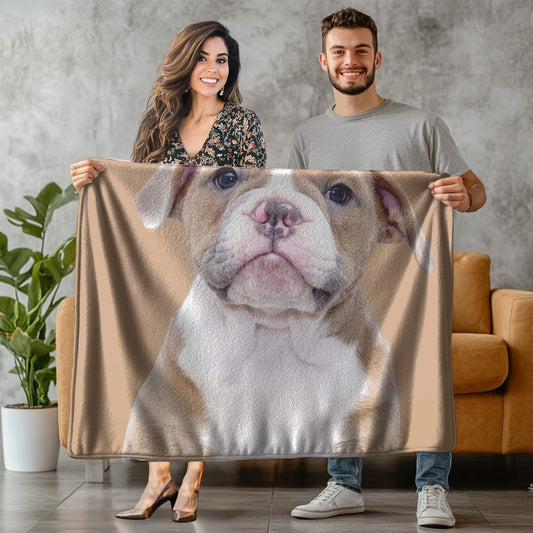 Custom Photo Blanket l Pet Photo, Name & Paw