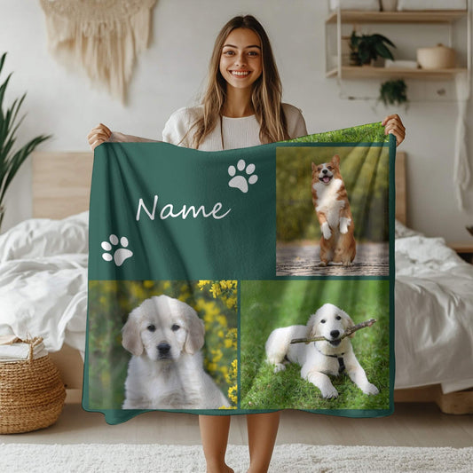 Custom Photo Blanket l Pet 5 Collages