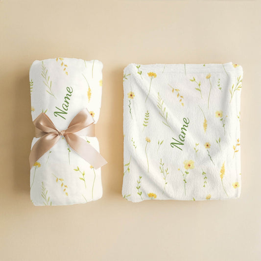 Wild Flower Pattern 3 + Kid Name | Personalized Blanket