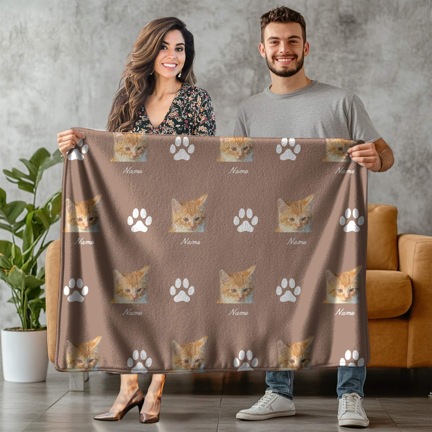Custom Pet Blanket | Cat - Name - Paw