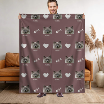 Custom Pet Blanket | Cat - Name - Heart & Bone