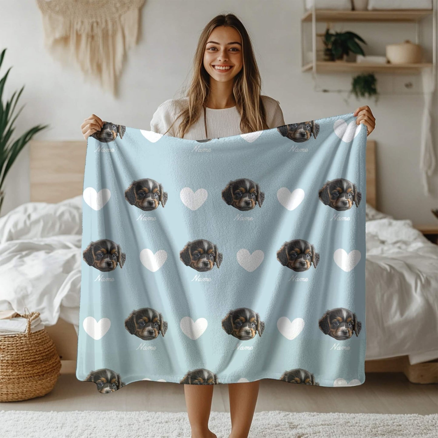 Custom Pet Blanket | Dog - Name - Heart