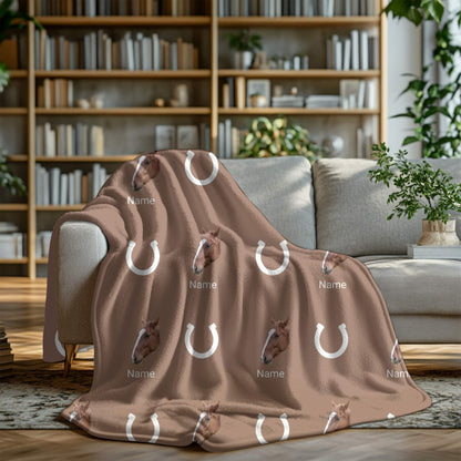 Custom Pet Blanket | Horse - Name - Footprint