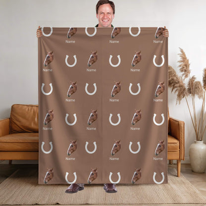 Custom Pet Blanket | Horse - Name - Footprint