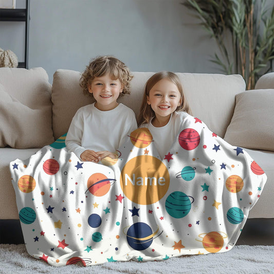 Outerspace Pattern 10 + Kid Name | Personalized Blanket