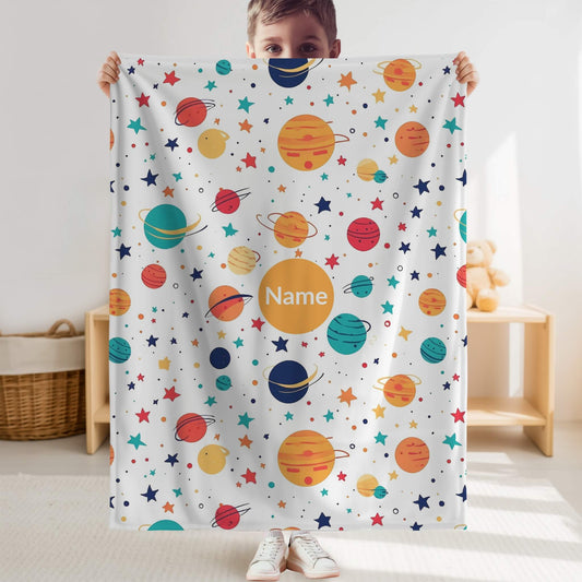 Outerspace Pattern 10 + Kid Name | Personalized Blanket