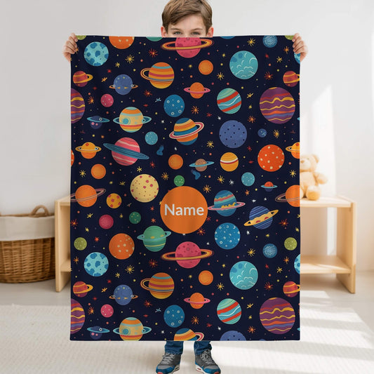 Outerspace Pattern 6 + Kid Name | Personalized Blanket