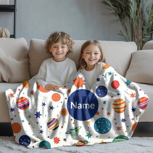 Outerspace Pattern 7 + Kid Name | Personalized Blanket