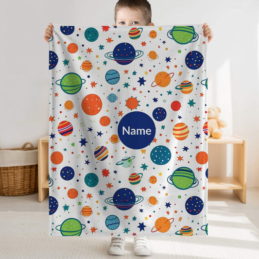 Outerspace Pattern 7 + Kid Name | Personalized Blanket