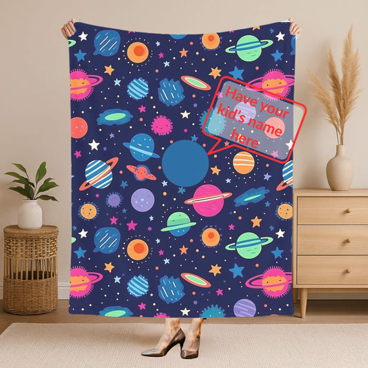 Outerspace Pattern 9 + Kid Name | Personalized Blanket