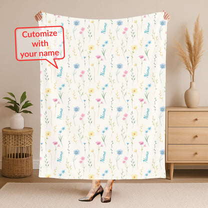 Wild Flower Pattern 11 + Kid Name | Personalized Blanket