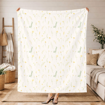 Wild Flower Pattern 3 + Kid Name | Personalized Blanket