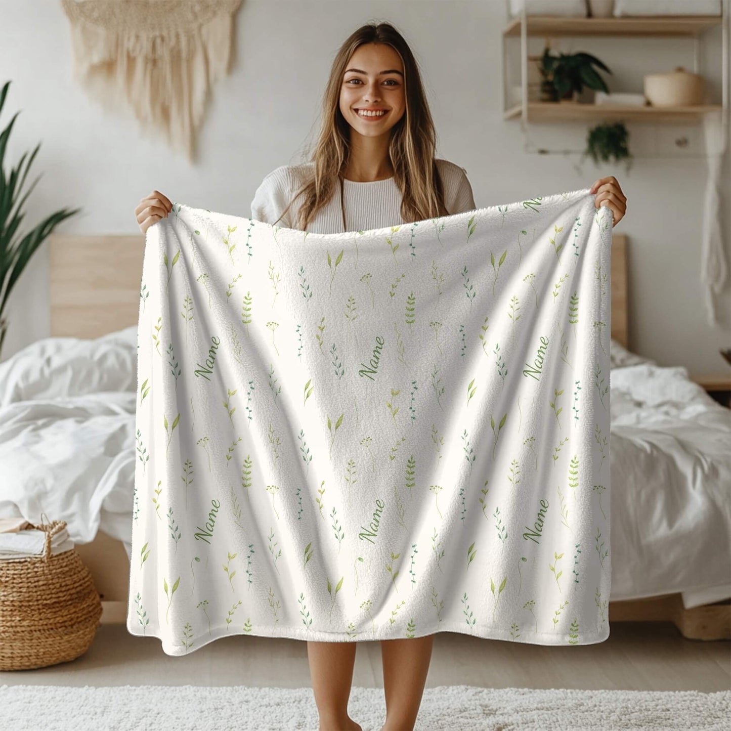 Wild Flower Pattern 4 + Kid Name | Personalized Blanket