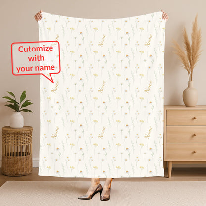 Wild Flower Pattern 5 + Kid Name | Personalized Blanket