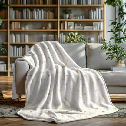 Wild Flower Pattern 5 + Kid Name | Personalized Blanket