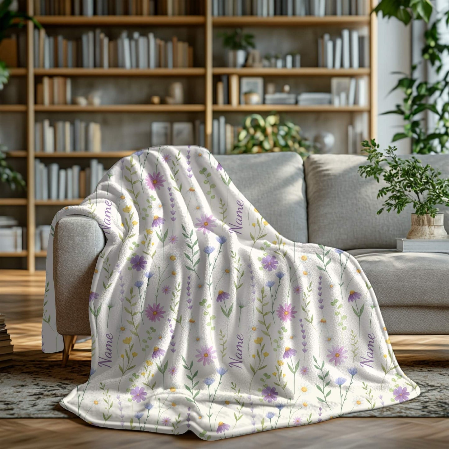 Wild Flower Pattern 7 + Kid Name | Personalized Blanket