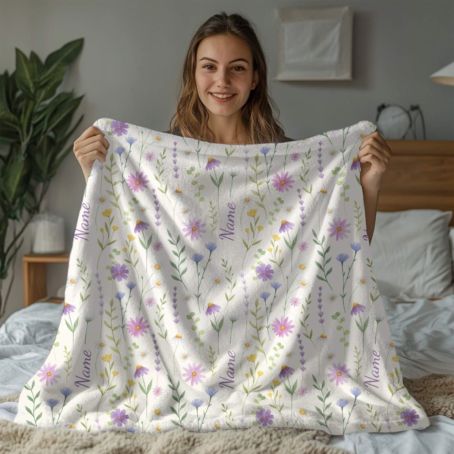 Wild Flower Pattern 7 + Kid Name | Personalized Blanket