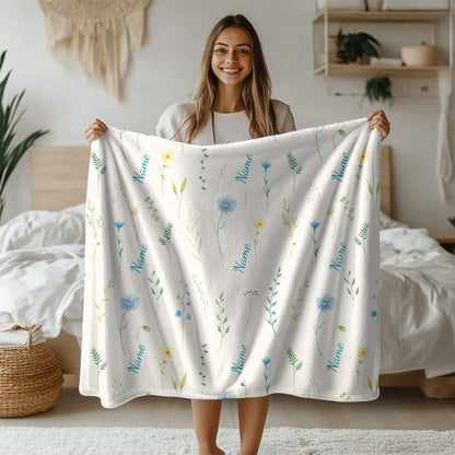 Wild Flower Pattern 8 + Kid Name | Personalized Blanket