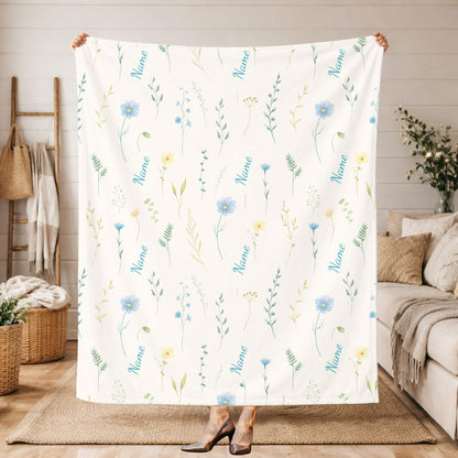 Wild Flower Pattern 8 + Kid Name | Personalized Blanket