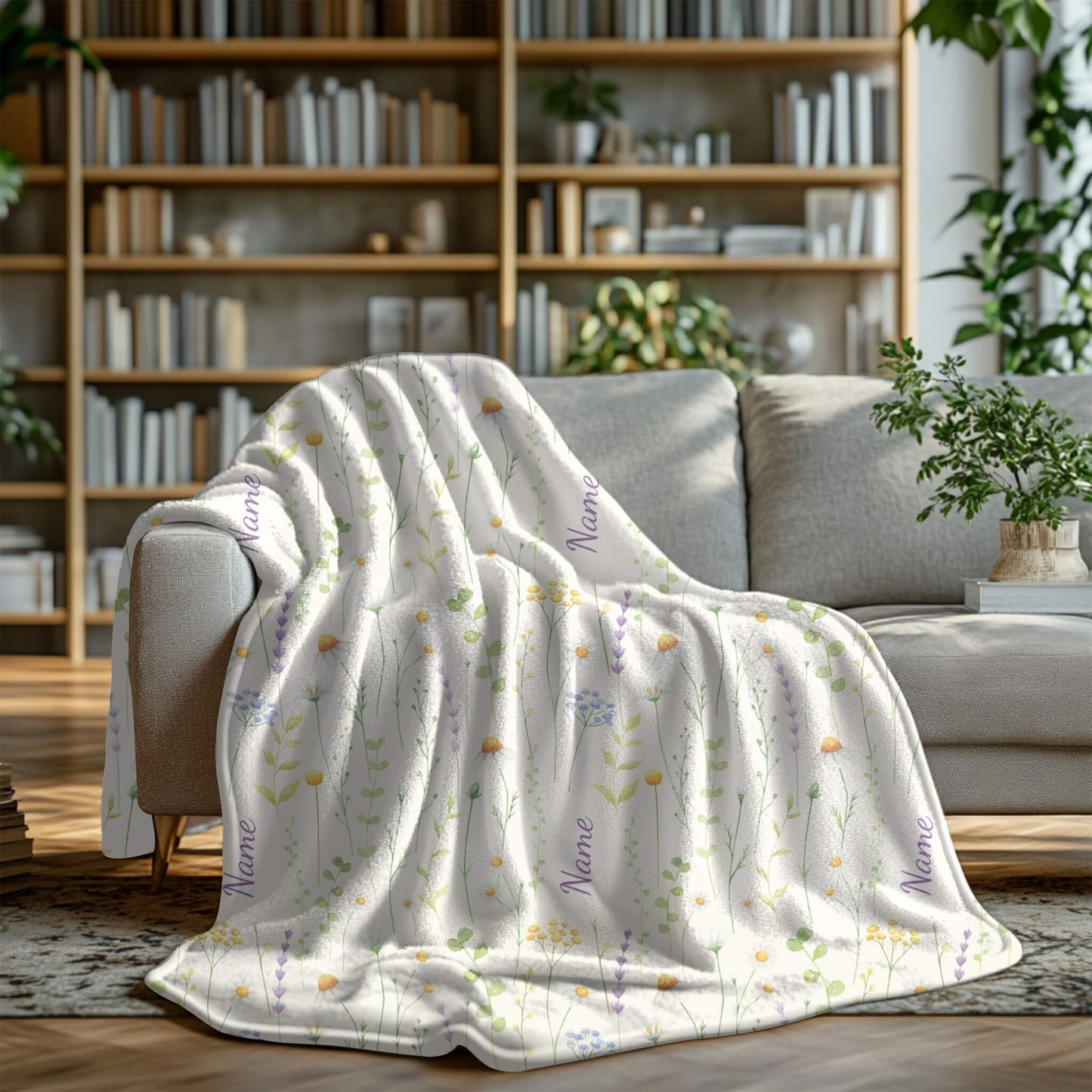 Wild Flower Pattern 9 + Kid Name | Personalized Blanket