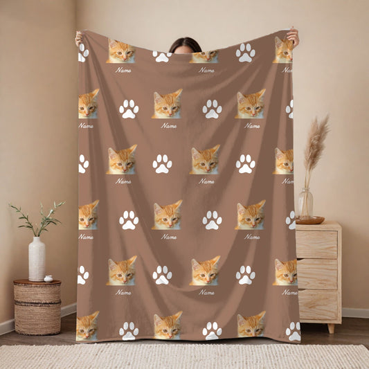 Custom Pet Blanket | Cat - Name - Paw