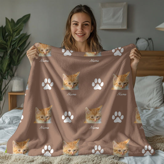 Custom Pet Blanket | Cat - Name - Paw