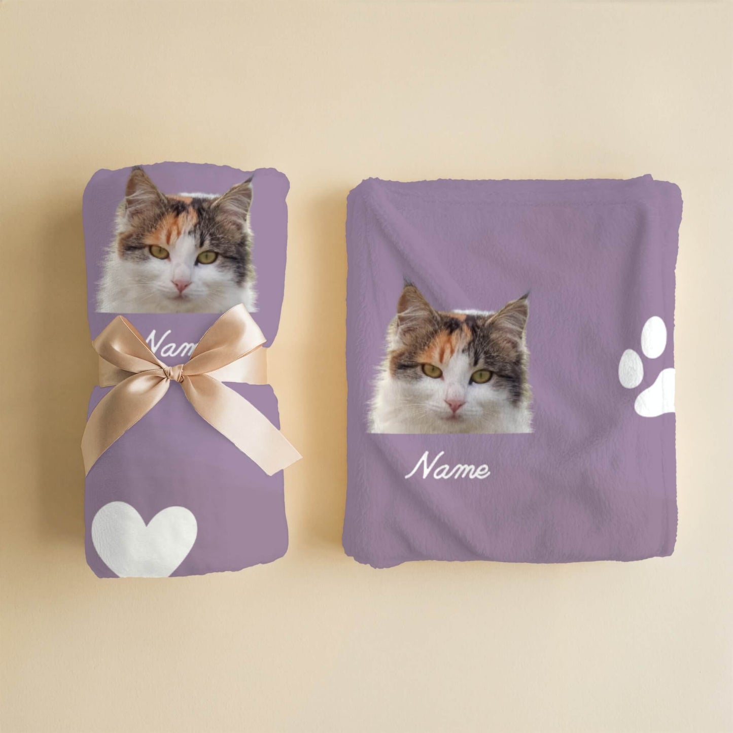 Custom Pet Blanket | Cat - Name - Heart & Bone