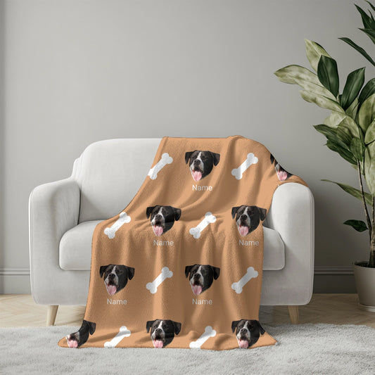 Custom Pet Blanket | Dog - Name - Bone