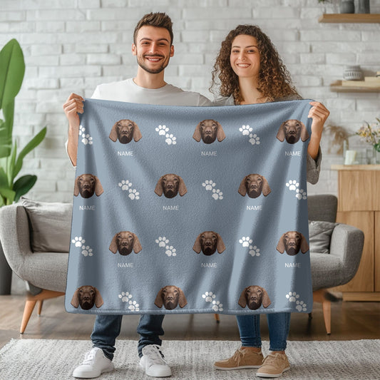 Custom Pet Blanket | Dog - Name - 2 Paws