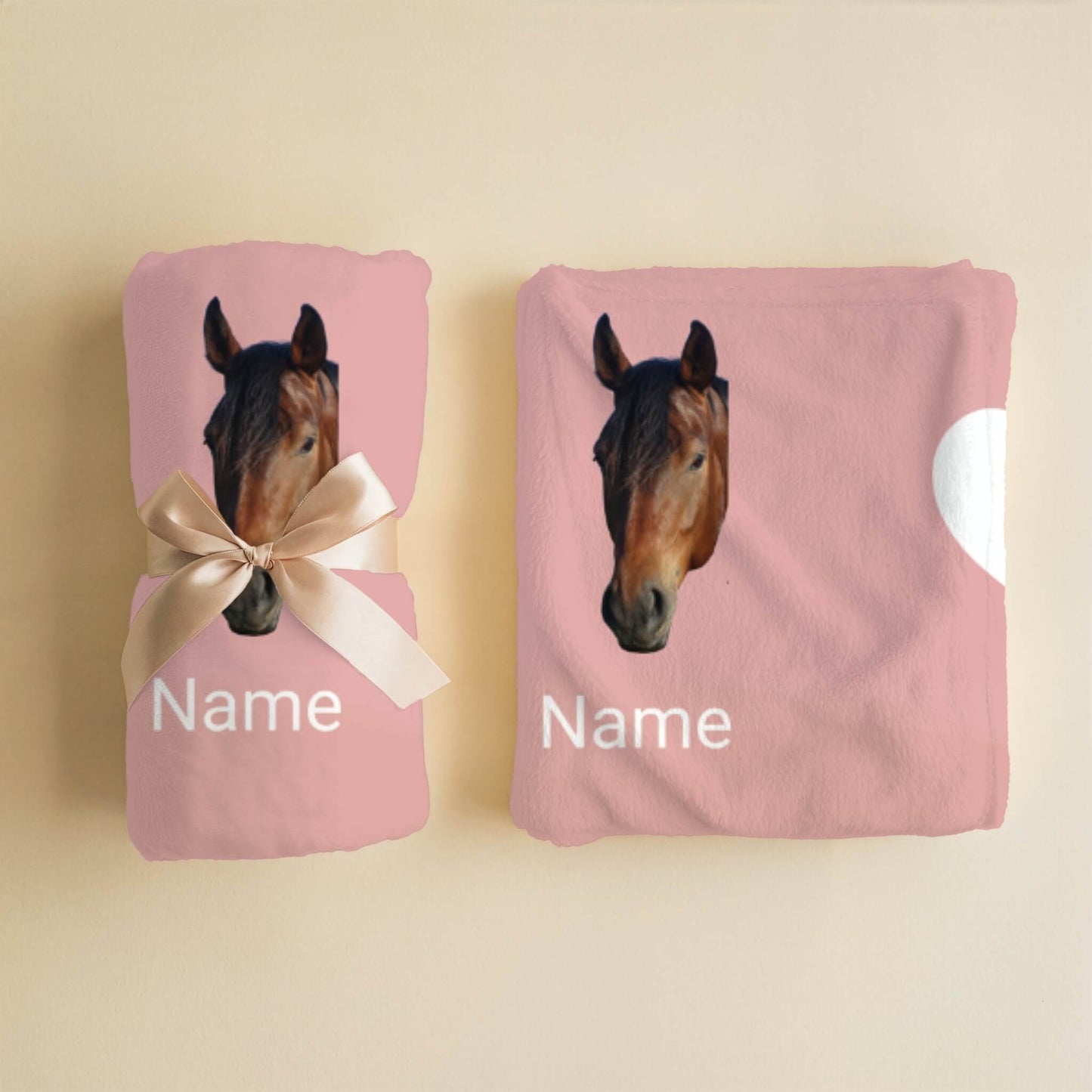 Custom Pet Blanket | Horse - Name - Heart