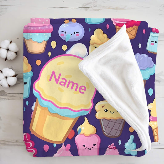 Ice Cream Pattern 7 + Kid Name | Personalized Blanket