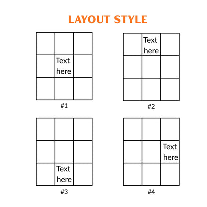 Four layout styles with text placeholders on a white background