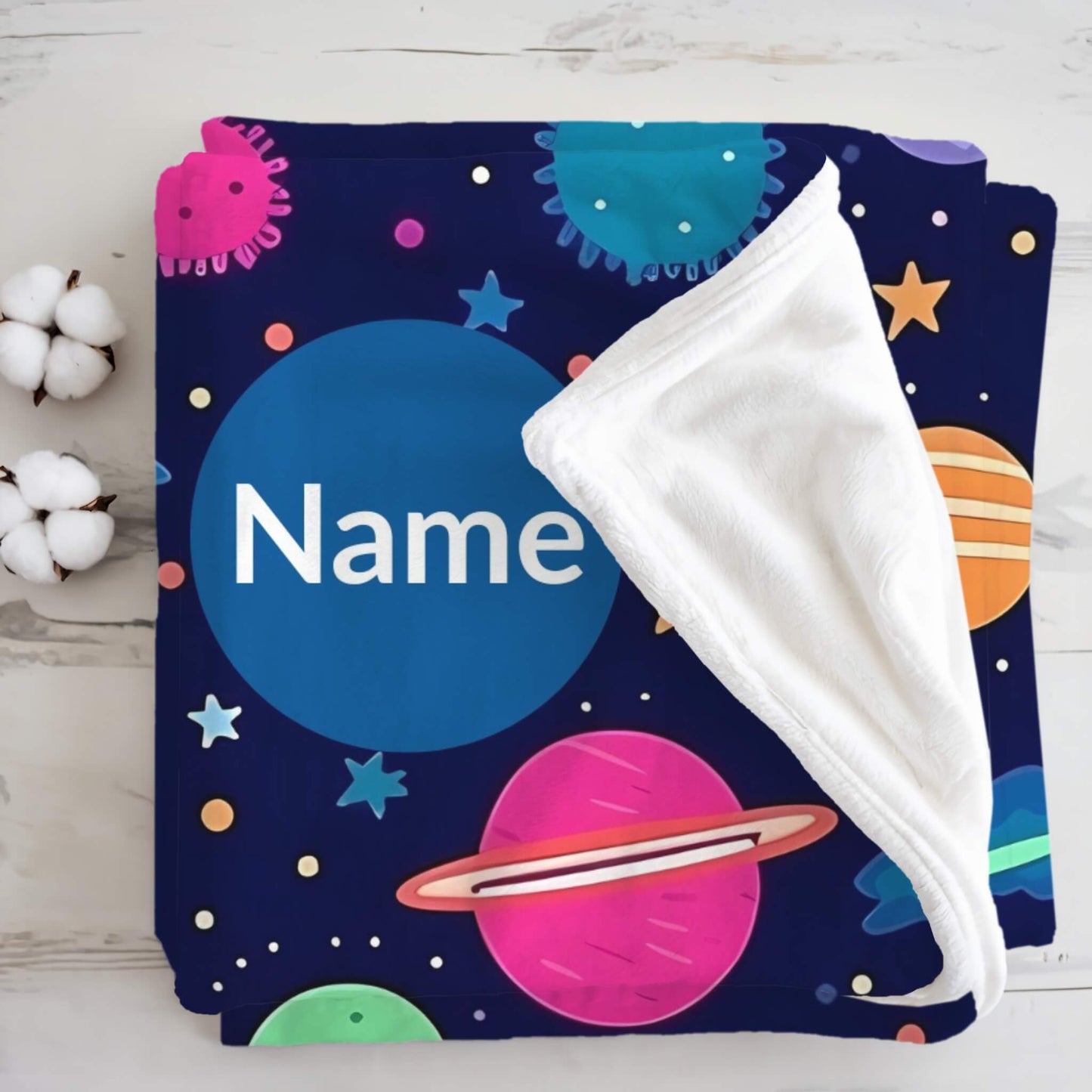 Outerspace Pattern 6 + Kid Name | Personalized Blanket