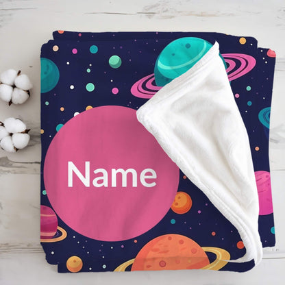 Outerspace Pattern 2 + Kid Name | Personalized Blanket