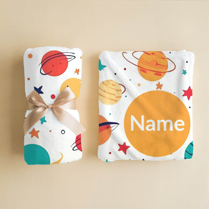 Outerspace Pattern 1 + Kid Name | Personalized Blanket