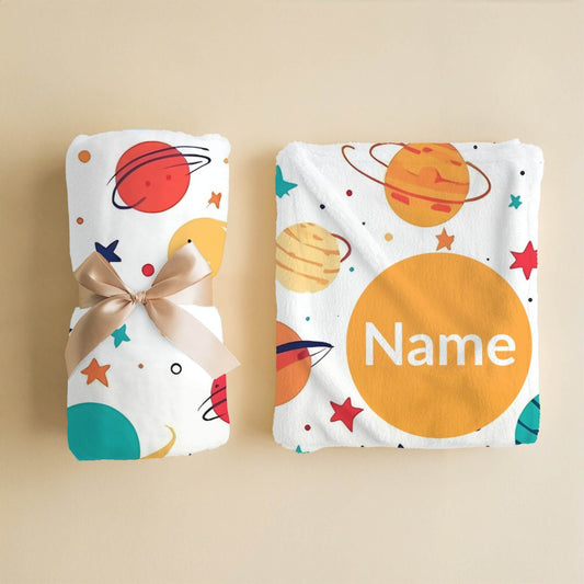 Outerspace Pattern 10 + Kid Name | Personalized Blanket
