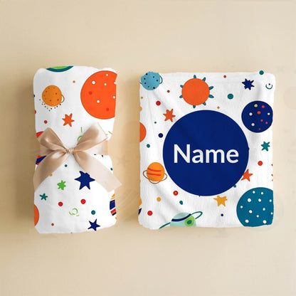 Outerspace Pattern 9 + Kid Name | Personalized Blanket
