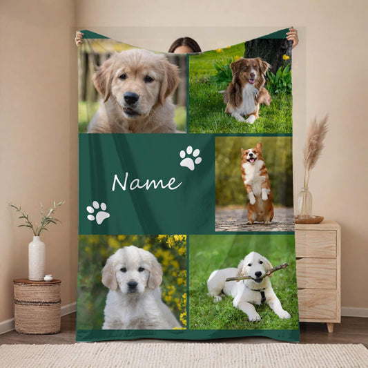 Custom Photo Blanket l Pet 5 Collages
