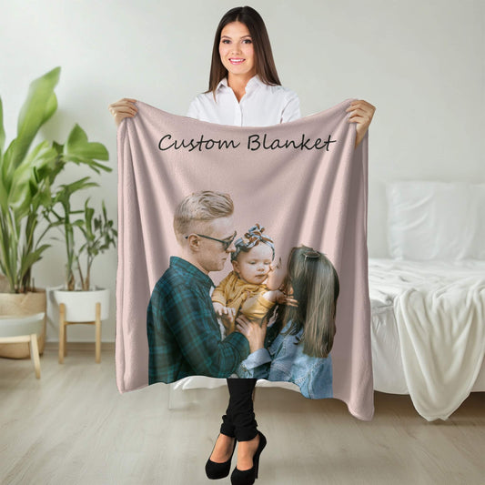 Personalized Photo Blanket l Your Photo + Text